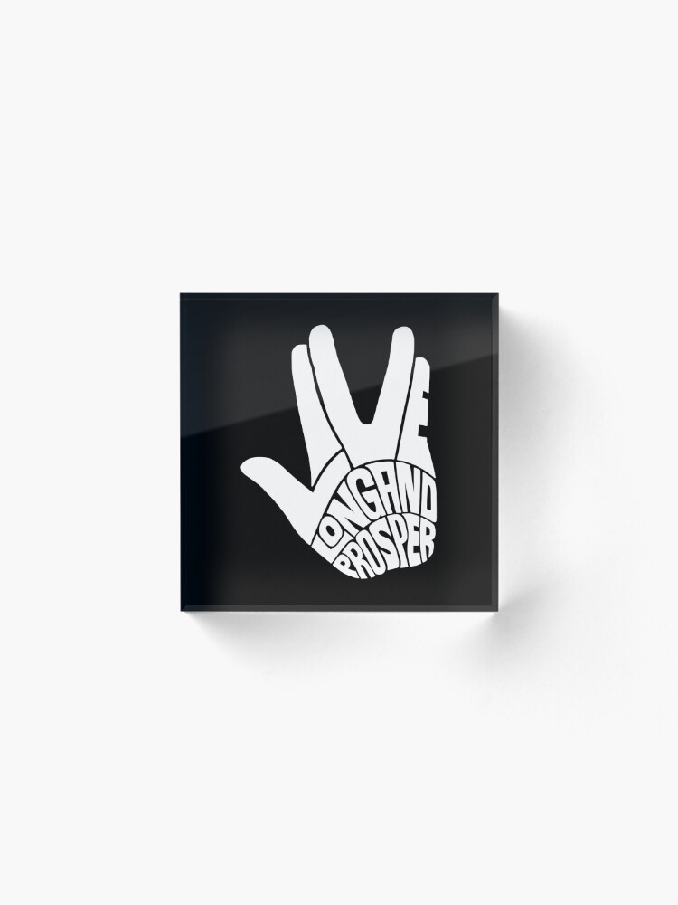Alternate view of Star Trek Live Long and Prosper White Acrylic Block