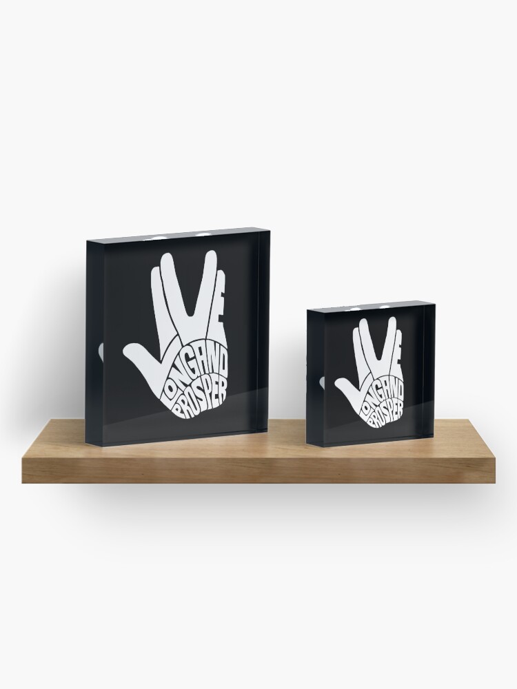 Alternate view of Star Trek Live Long and Prosper White Acrylic Block