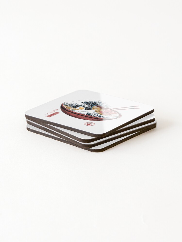 Alternate view of Great Ramen Wave White Coasters (Set of 4)