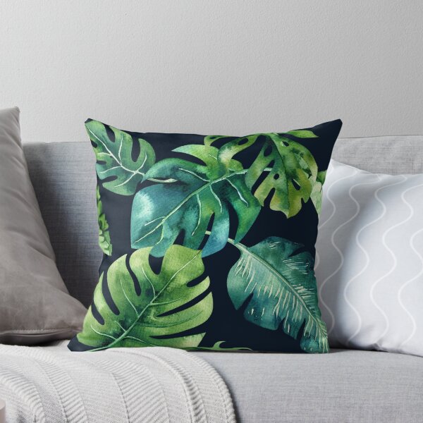 Item preview, Watercolor Monstera Leaf Pattern in Black designed and sold by Feisty-Fox.