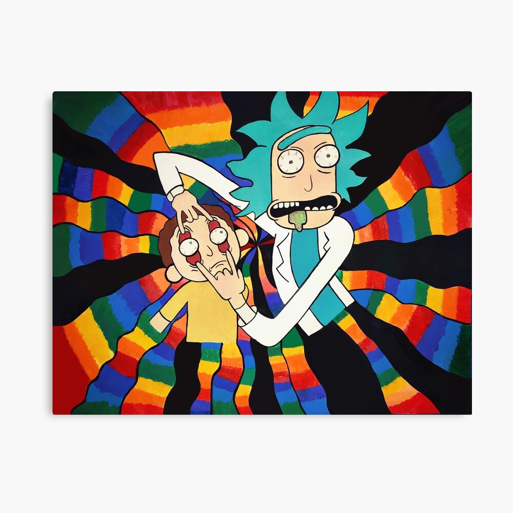 Rick Und Morty Trippy Rainbow Hintergrund Fotodruck Von Valemdesigns Redbubble