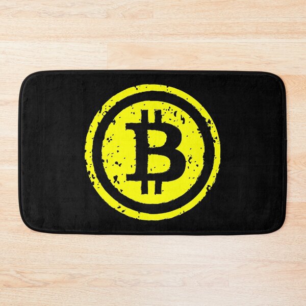 Artikelvorschau, Bitcoin-Logo beunruhigter gelber Druck entworfen und verkauft von groovezero.