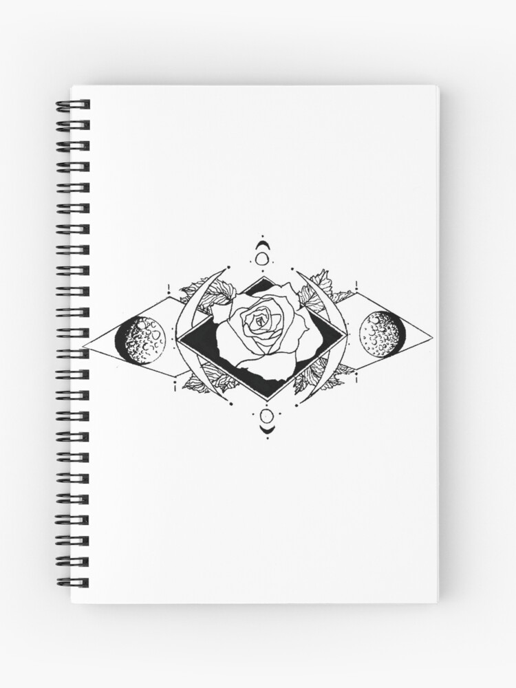 Dessin g om trique Rose Moon Noir et blanc Cahier spirale