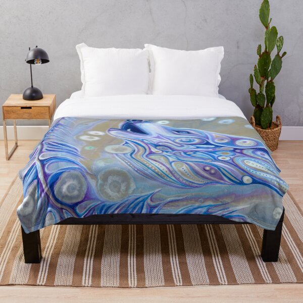 White Spirit Wolf Throw Blanket