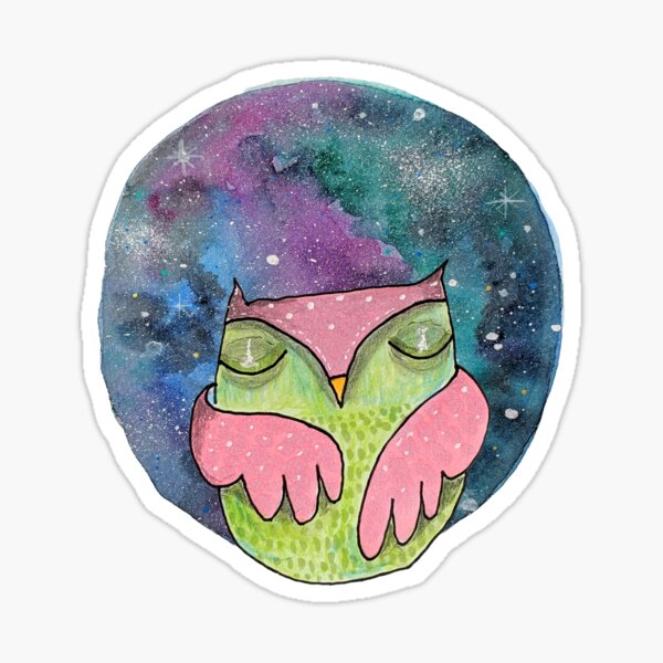 Sleeping Galaxy Owl Sticker