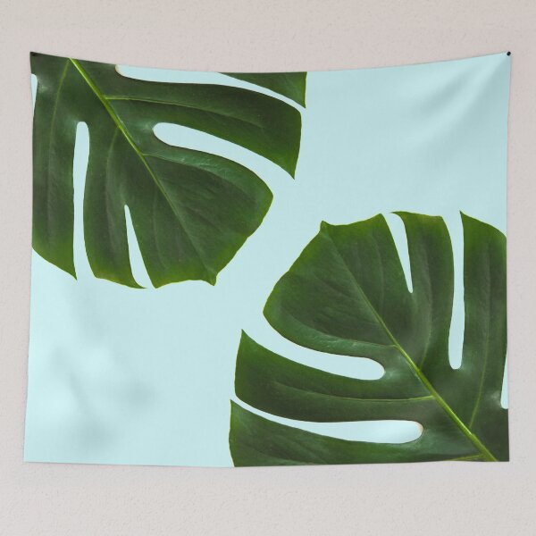 Item preview, Monstera palm leaves blue designed and sold by bohoDecor.