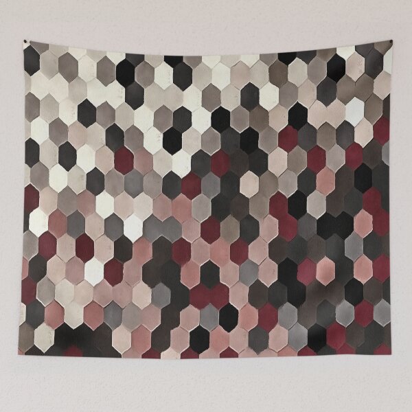 Item preview, Hexagon Pattern In Gray and Burgundy Autumn Colors Painting designed and sold by taiche.