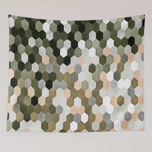 Item preview, Honeycomb Pattern In Shades Of Grey and Pink Hexagon Painting designed and sold by taiche.