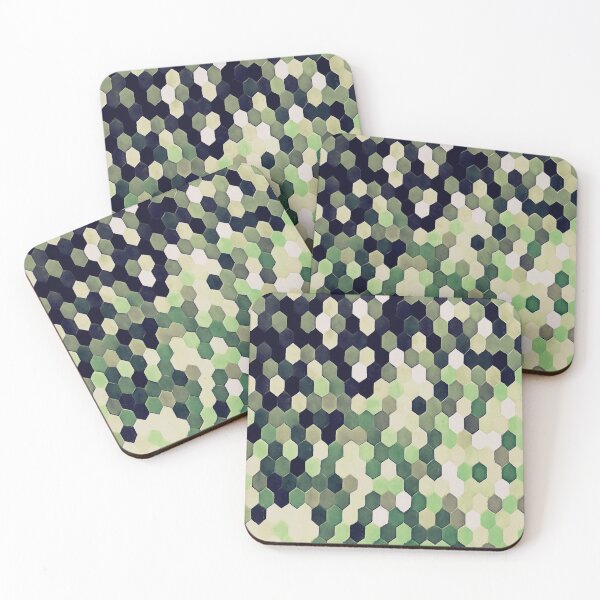 Item preview, Honeycomb Pattern In Peppermint Green and Black Hexagon Painting designed and sold by taiche.