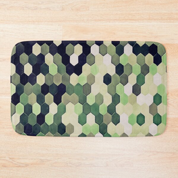 Item preview, Honeycomb Pattern In Peppermint Green and Black Hexagon Painting designed and sold by taiche.