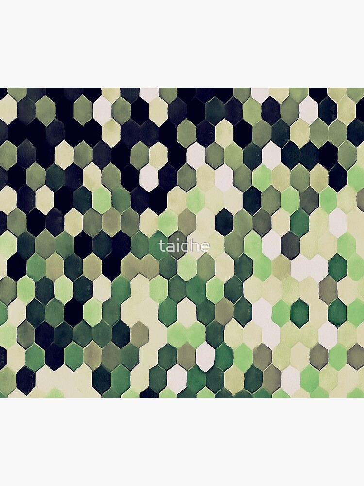 Honeycomb Pattern In Peppermint Green and Black Hexagon Painting by taiche