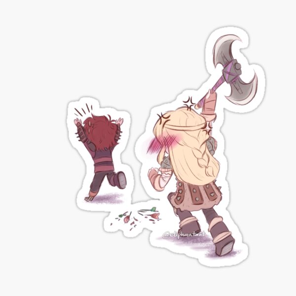 Astrid chasing Hiccup Sticker