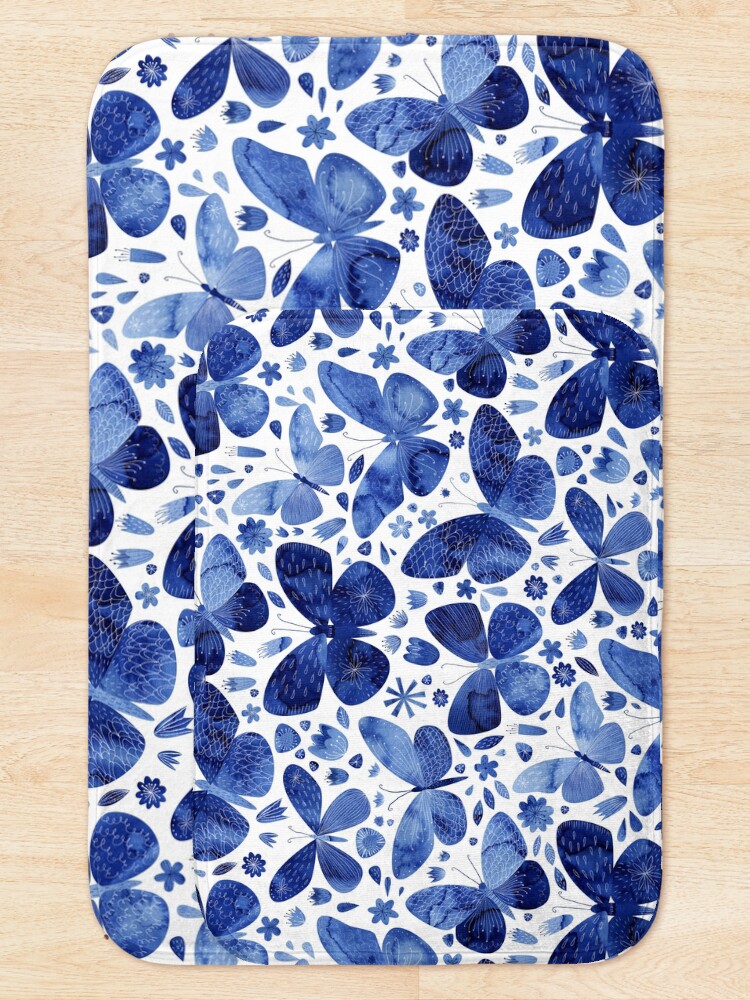Alternate view of Blue Butterflies Bath Mat