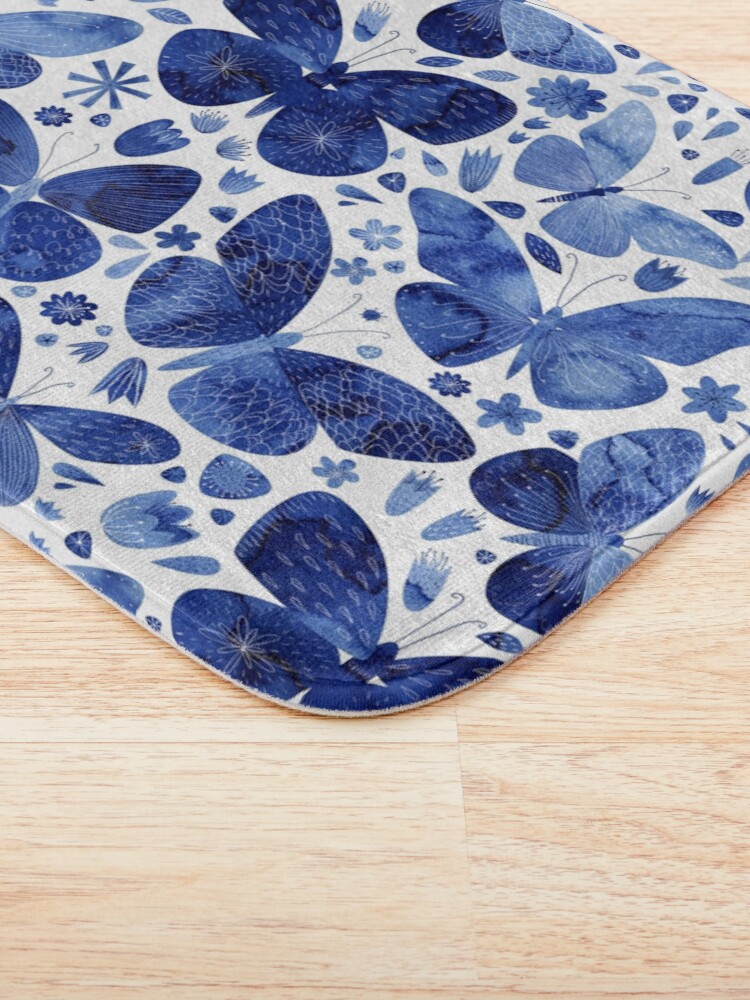 Alternate view of Blue Butterflies Bath Mat