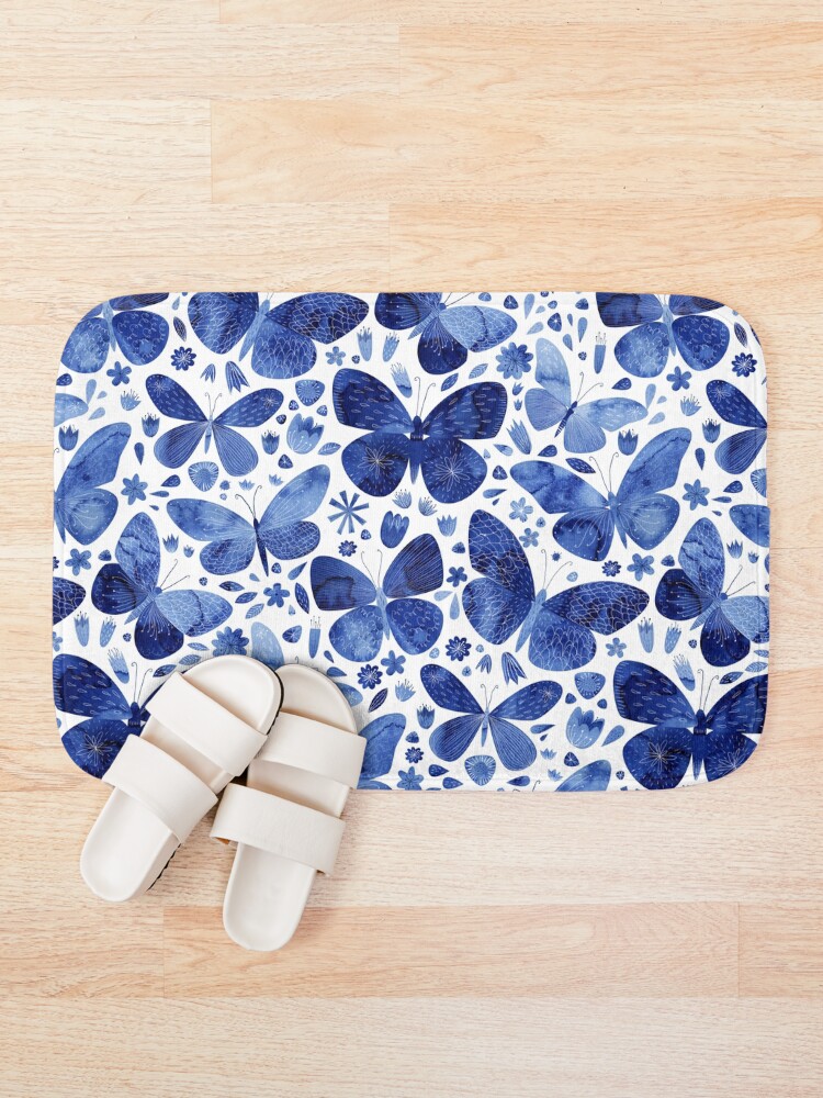 Alternate view of Blue Butterflies Bath Mat