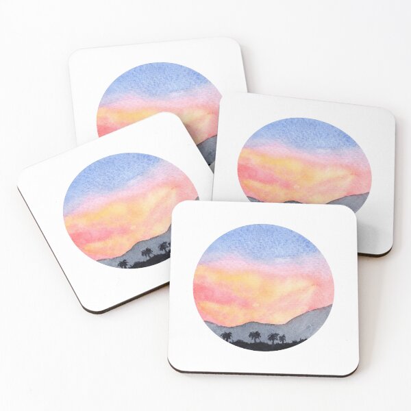 Item preview, Burning Sky at Sunset - Round - Watercolour Painting designed and sold by Pattokarts.