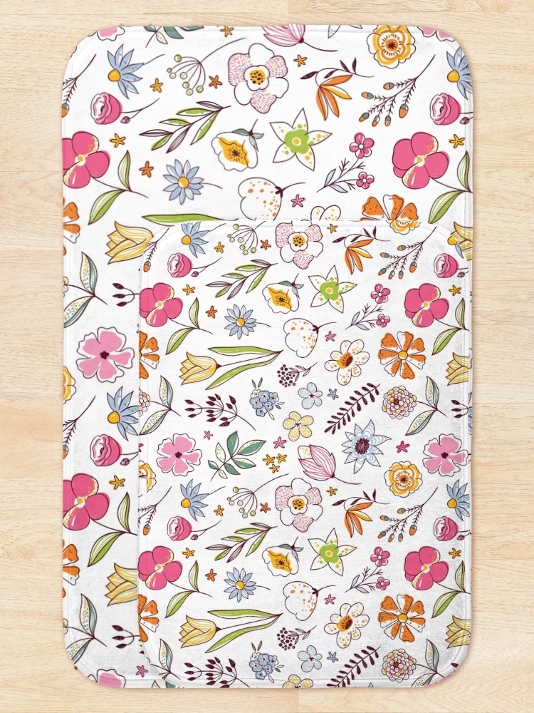 Thumbnail 5 of 6, Bath Mat, Spring Bloom Pattern designed and sold by PrettySimple Graphic Design.