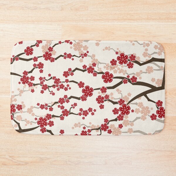 Item preview, Red Oriental Cherry Blossoms On Ivory | Zen Japanese Sakura Flowers © fatfatin  designed and sold by fatfatin.