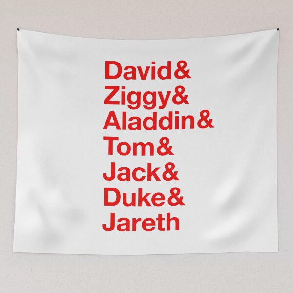Aperçu de l'œuvre David & Ziggy & Aladdin & Tom & Jack & Duke & Jareth List - lettres rouges créée et vendue par VenusOak.