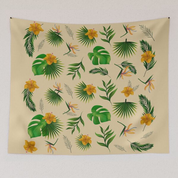 Item preview, Vintage Flower Nature Tropical Flowers Green Leaves designed and sold by retrobox.