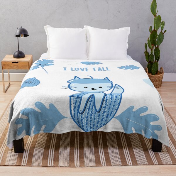 Item preview, Light Blue I Love Fall, Cat in an Acorn and Leaves Sticker Pack designed and sold by The-Goods.