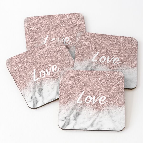 Item preview, Rose gold glitter dust marble - love designed and sold by peggieprints.