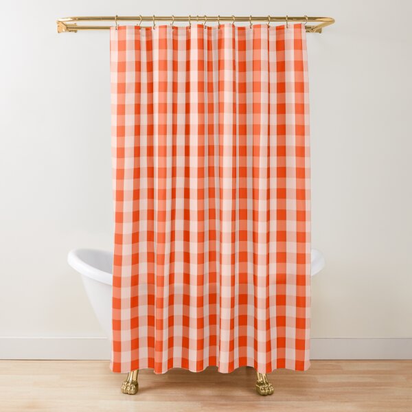 orange and grey shower curtain