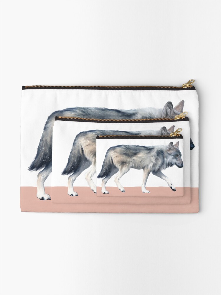 Alternate view of Wolf on Blush Zipper Pouch