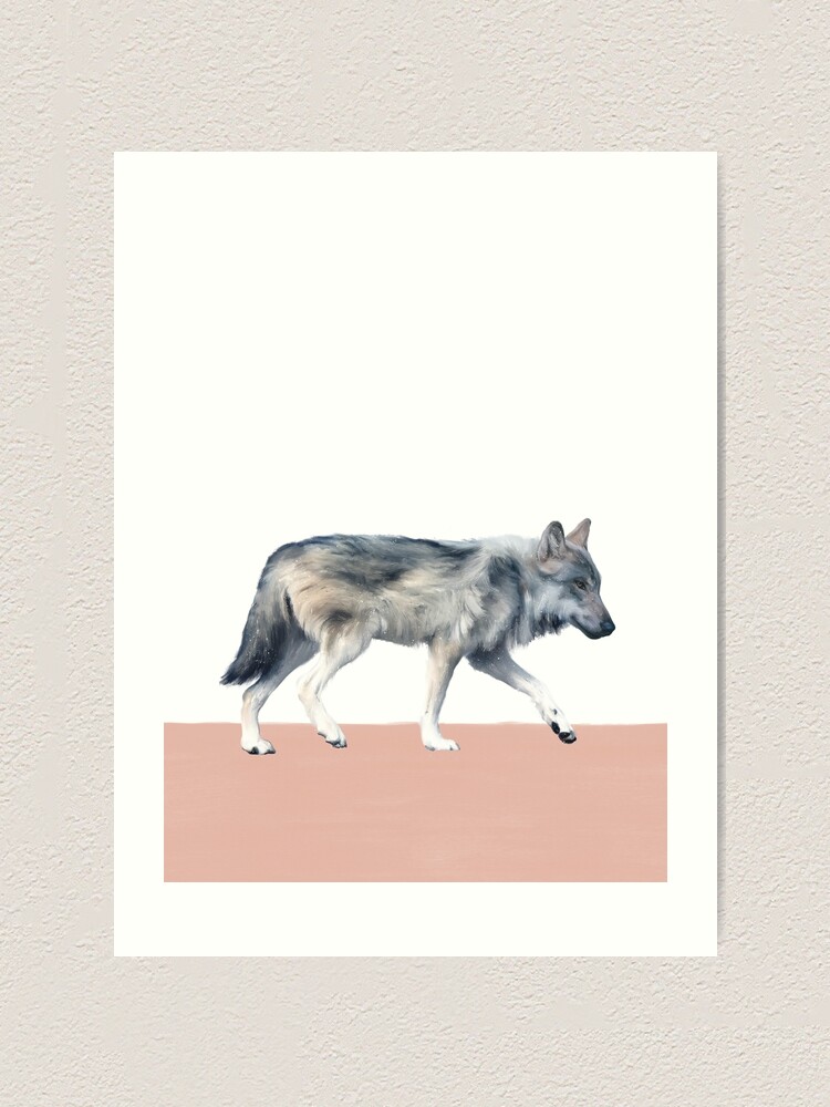 Alternate view of Wolf on Blush Art Print