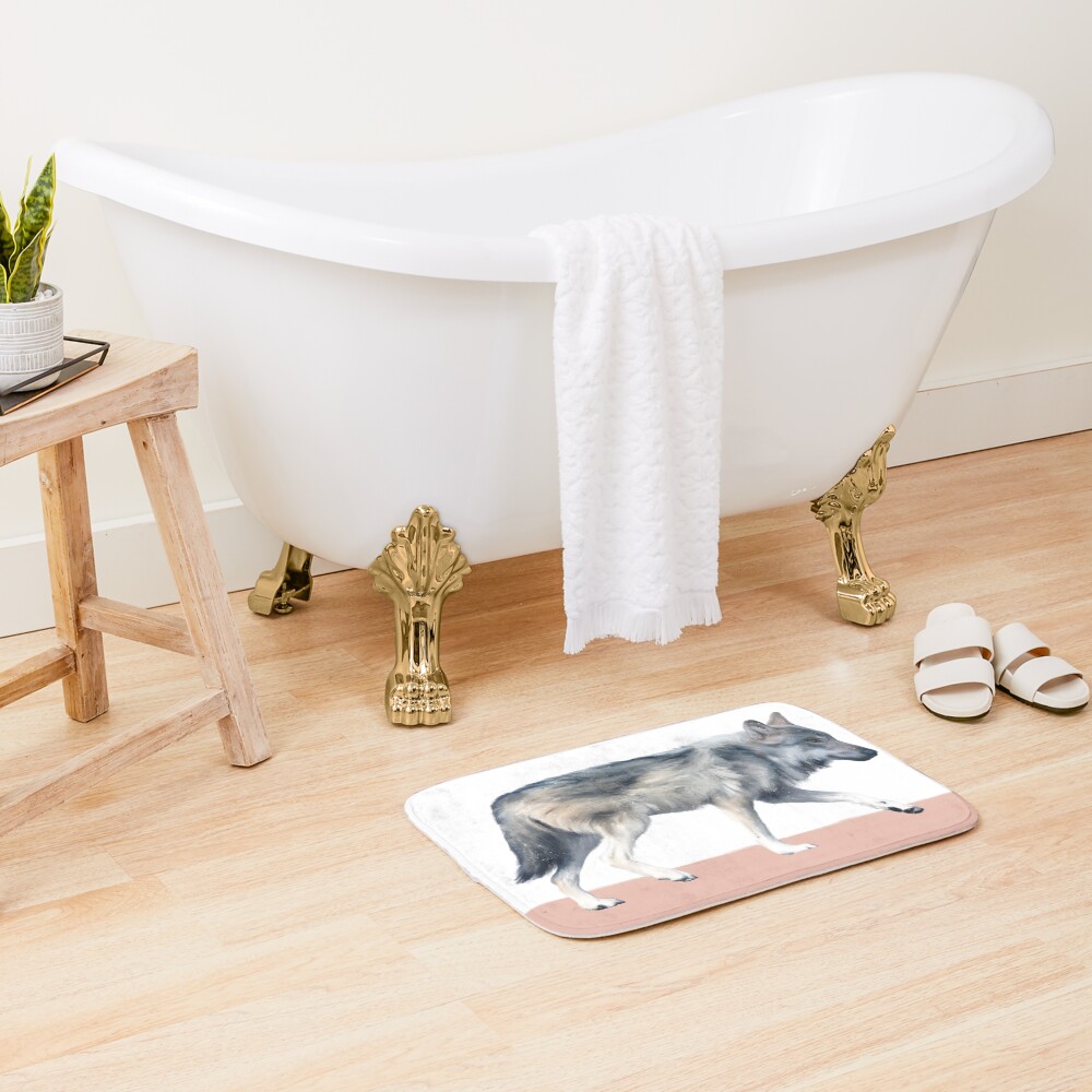 Wolf on Blush Bath Mat