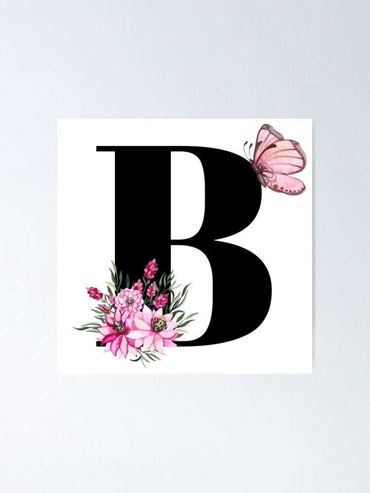 letter b alphabet monogram pink flower and butterfly Lightweight