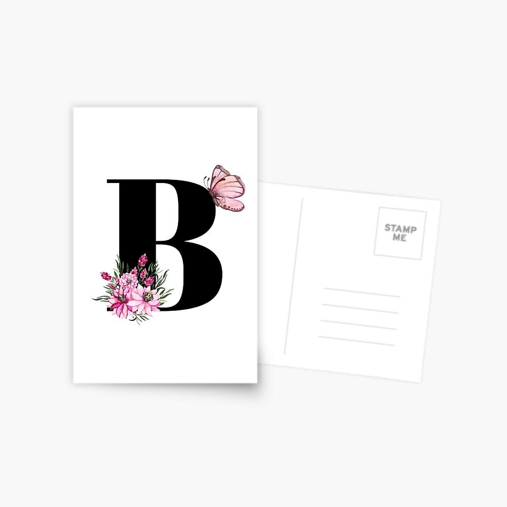 letter b alphabet monogram pink flower and butterfly Lightweight