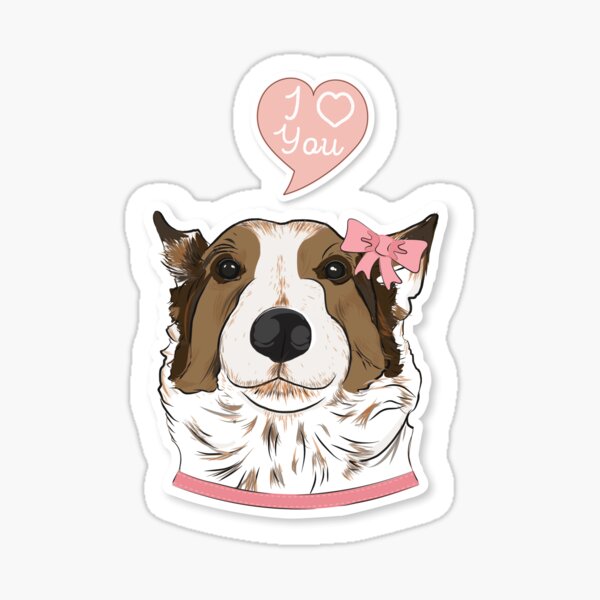 Cutie Canine Redheeler Mix "I Love You" Sticker