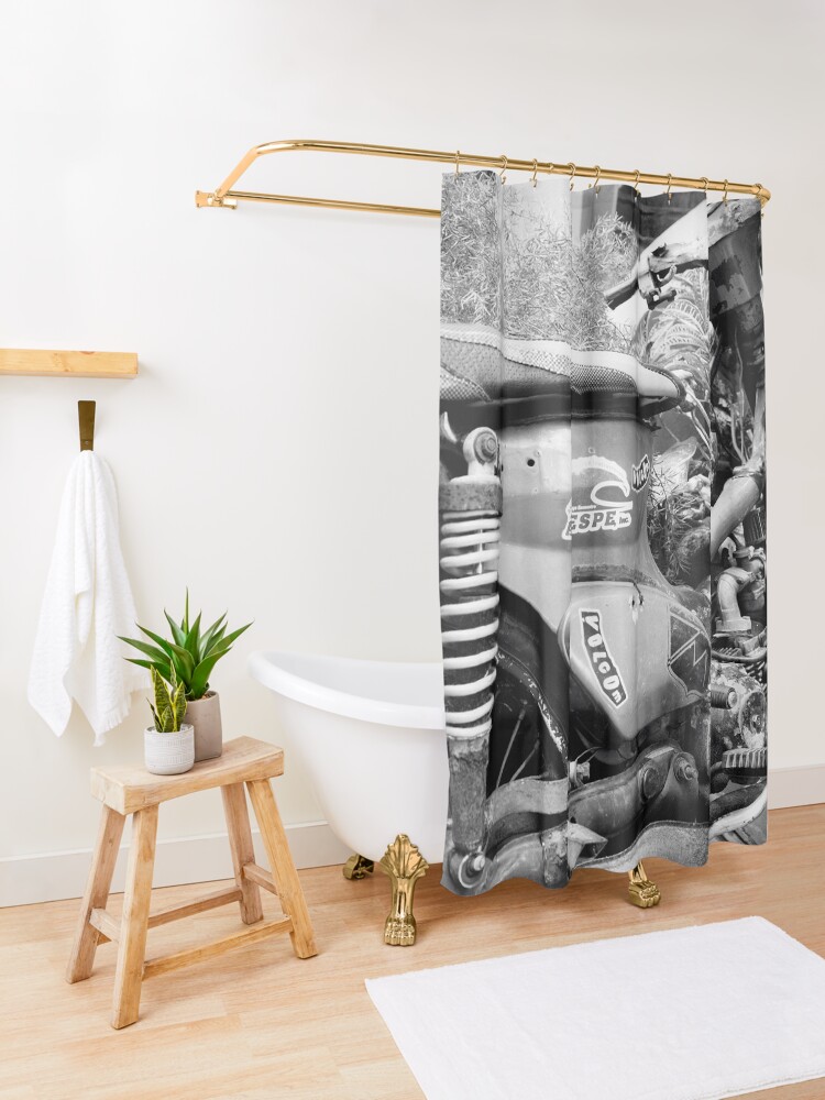 Alternate view of Dominican Republic Moped Shower Curtain