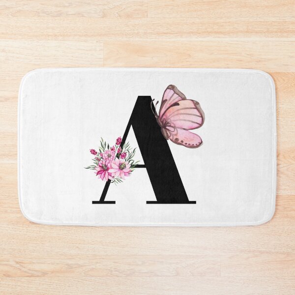 Item preview, letter a alphabet monogram pink flower and butterfly designed and sold by atevern.