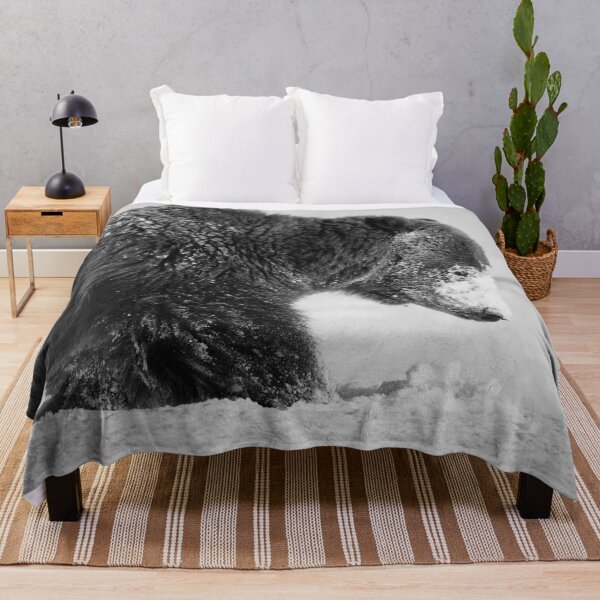 Item preview, Alaskan Grizzly Bear in Snow - I , B & W designed and sold by AlsknMommaBear2.