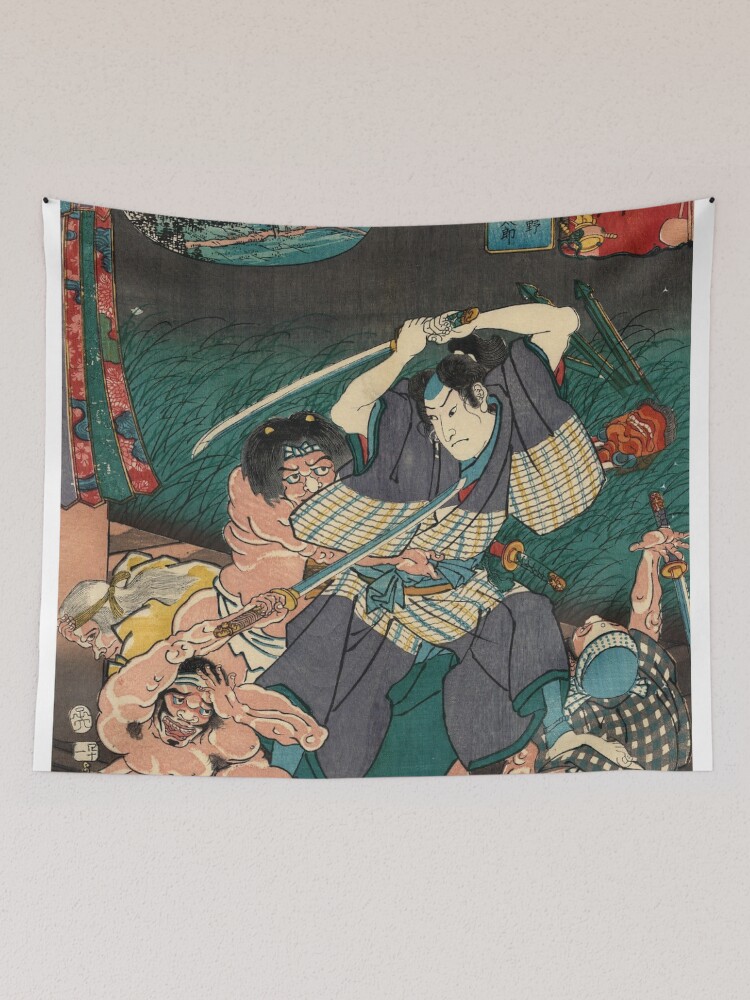 Samurai Japanese Art Print Tapestry for Sale by SpreadLoveLove Redbubble