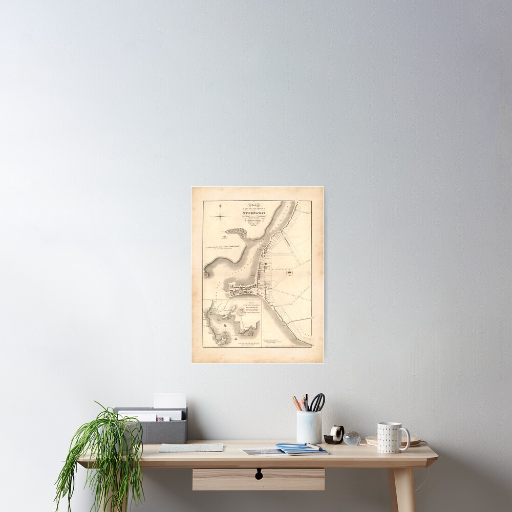 Stornoway Old Map | Antique Scottish Town Map, Scottish Hebrides Gift Map Poster