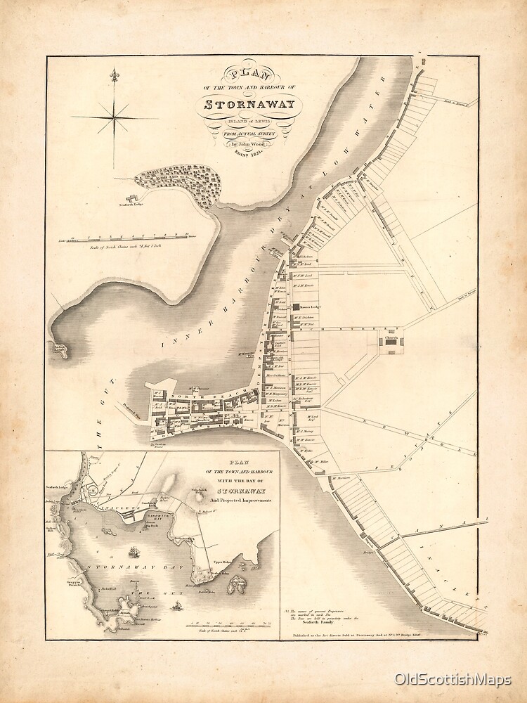 Stornoway Old Map | Antique Scottish Town Map, Scottish Hebrides Gift Map by OldScottishMaps