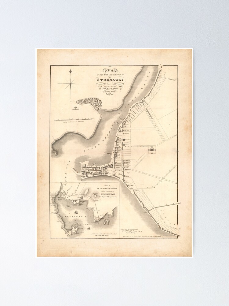Alternate view of Stornoway Old Map | Antique Scottish Town Map, Scottish Hebrides Gift Map Poster