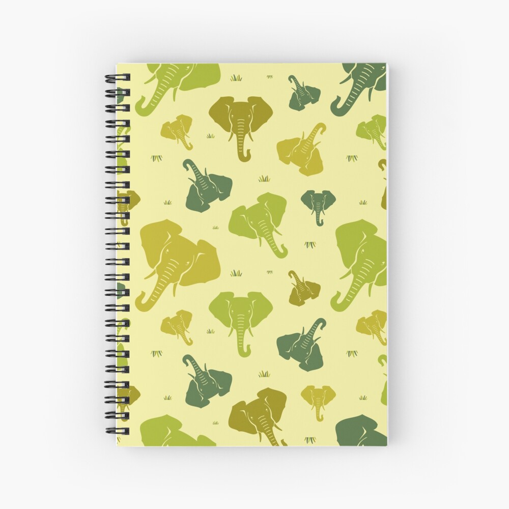 Elephants Seamless Pattern Green Spiral Notebook By Floraaplus