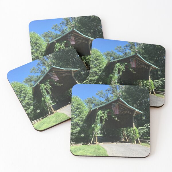 Item preview, Covered bridge with American flag designed and sold by Rita Kindle.