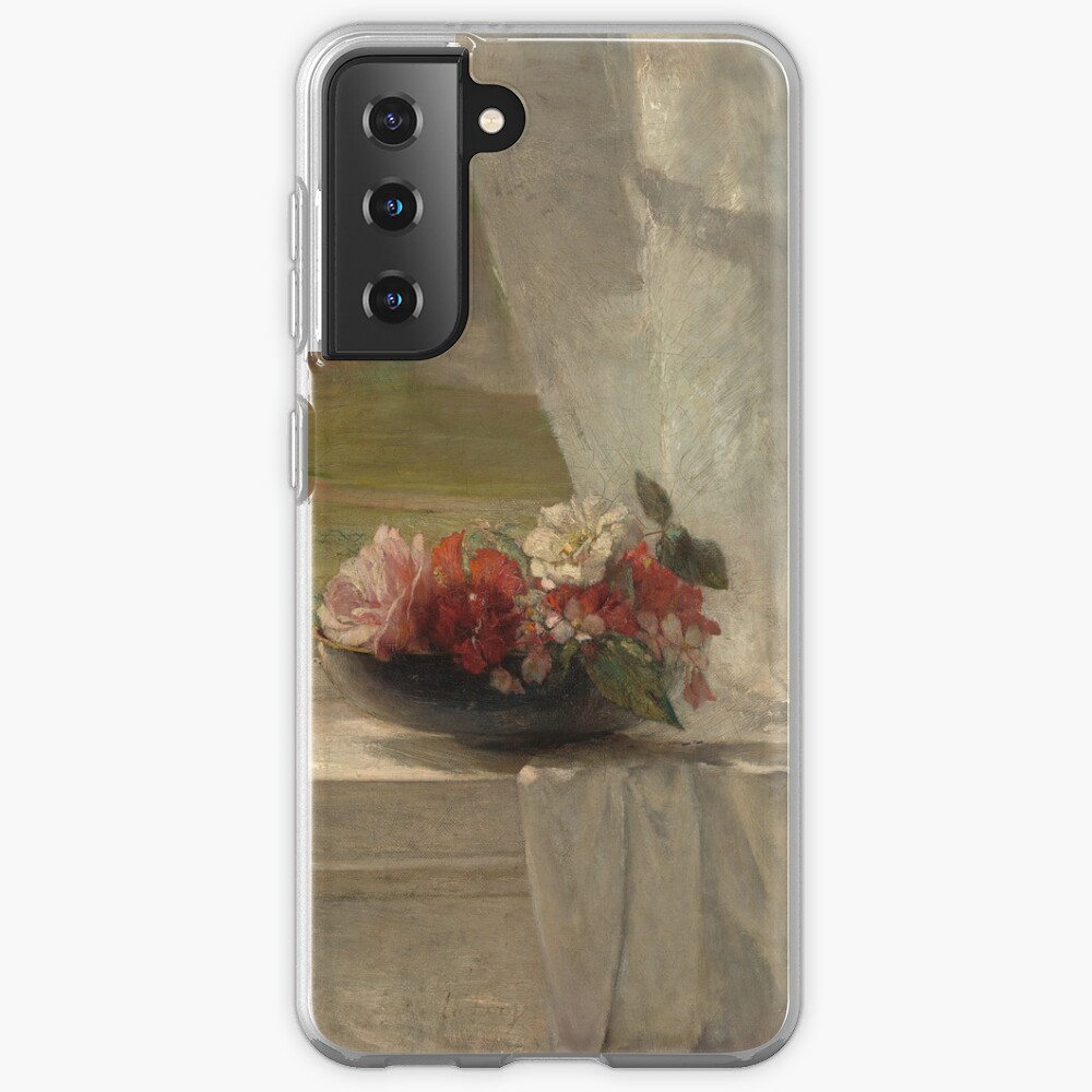 Flowers on a Window Ledge Oil Painting by John La Farge Case & Skin for Samsung Galaxy
