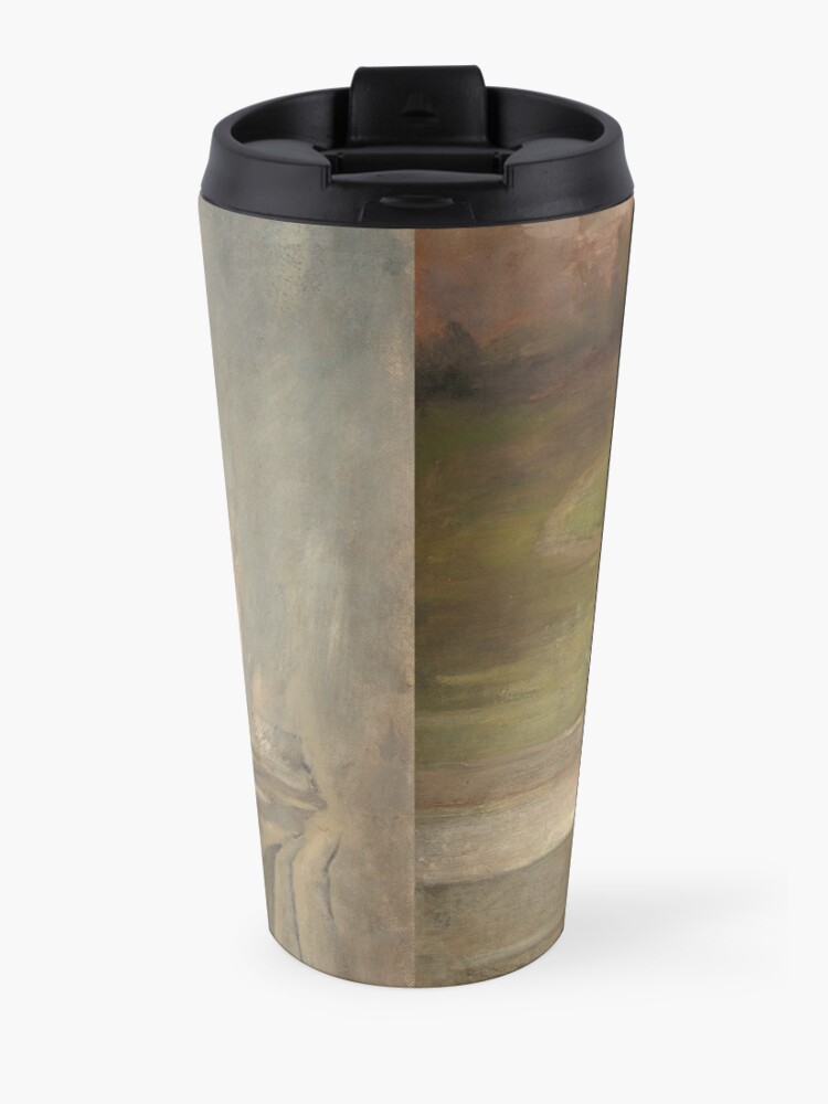 Alternate view of Flowers on a Window Ledge Oil Painting by John La Farge Travel Mug