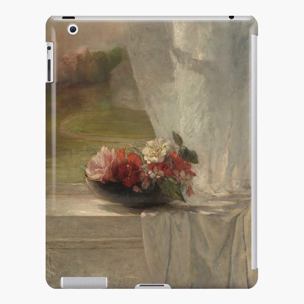 Flowers on a Window Ledge Oil Painting by John La Farge iPad Case & Skin