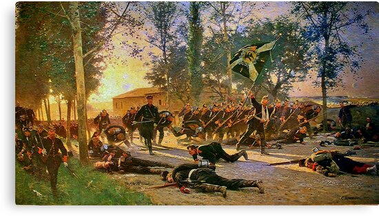 PRUSSIAN INFANTRY LINE ATTACK PAINTING MILITARY HISTORY WAR ART CANVAS PRINT
