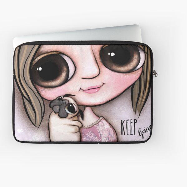 Little child big eyes and the pug Laptop Sleeve