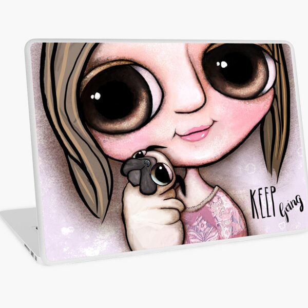Little child big eyes and the pug Laptop Skin