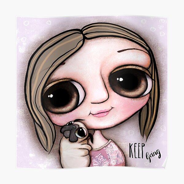 Little child big eyes and the pug Poster