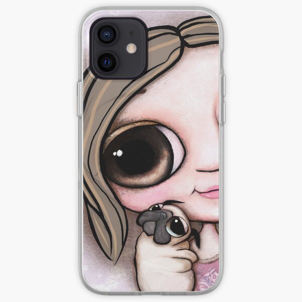Little child big eyes and the pug iPhone Soft Case